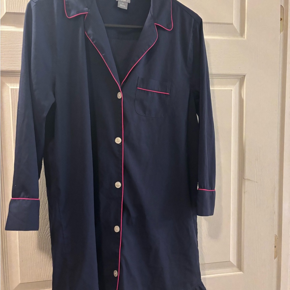 Aerie Navy Nightshirt with Pink Piping